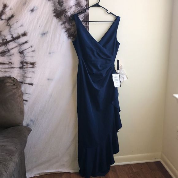 Vince Camuto Navy Blue Ruffled Formal Gown | Dress NWT - Picture 1 of 10